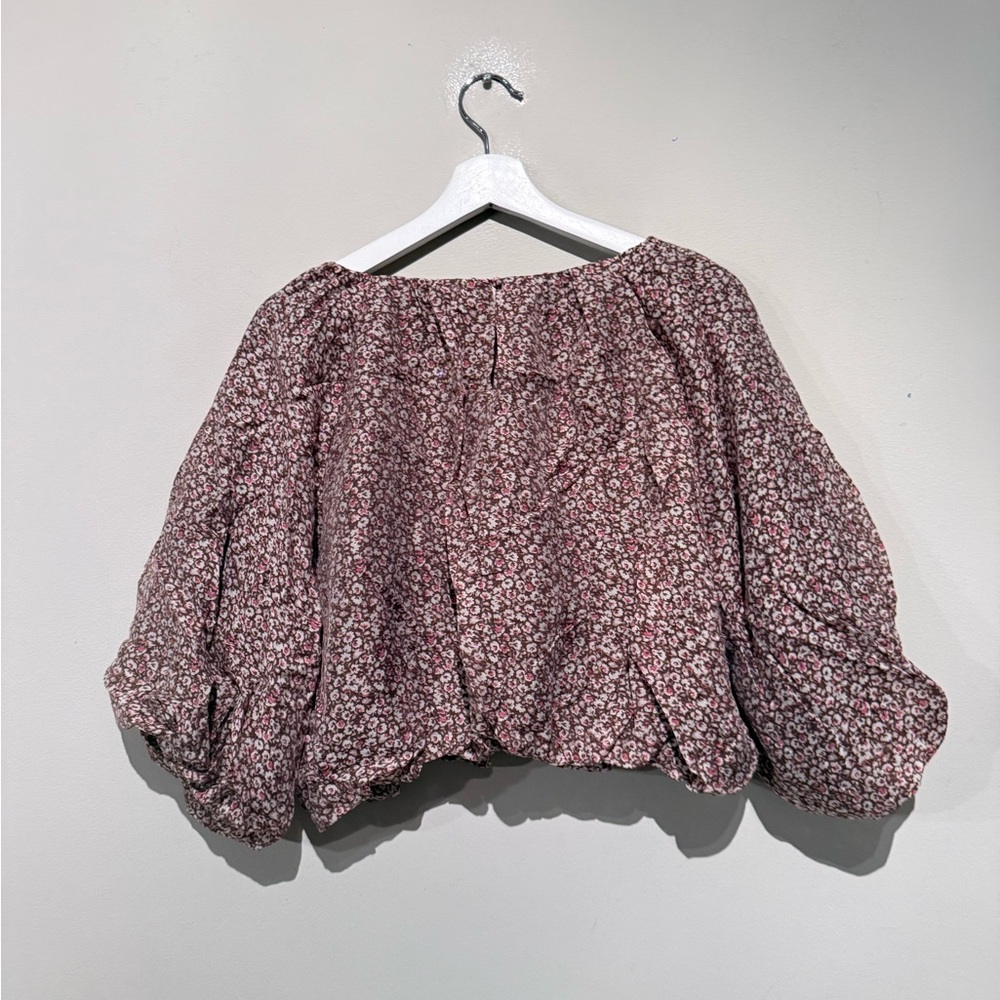 Abercrombie & Fitch floral crop top Peasant Boho Women M spring summer - Picture 8 of 9